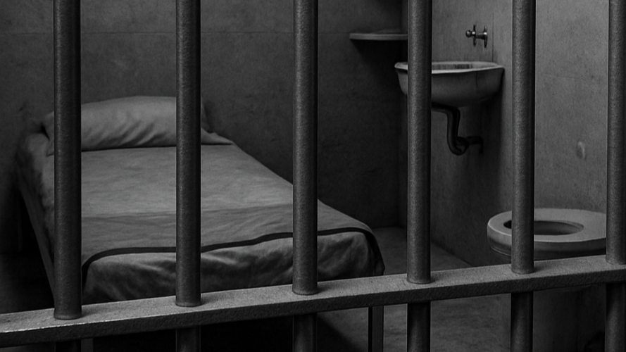 Generated: black and white empty jail cell